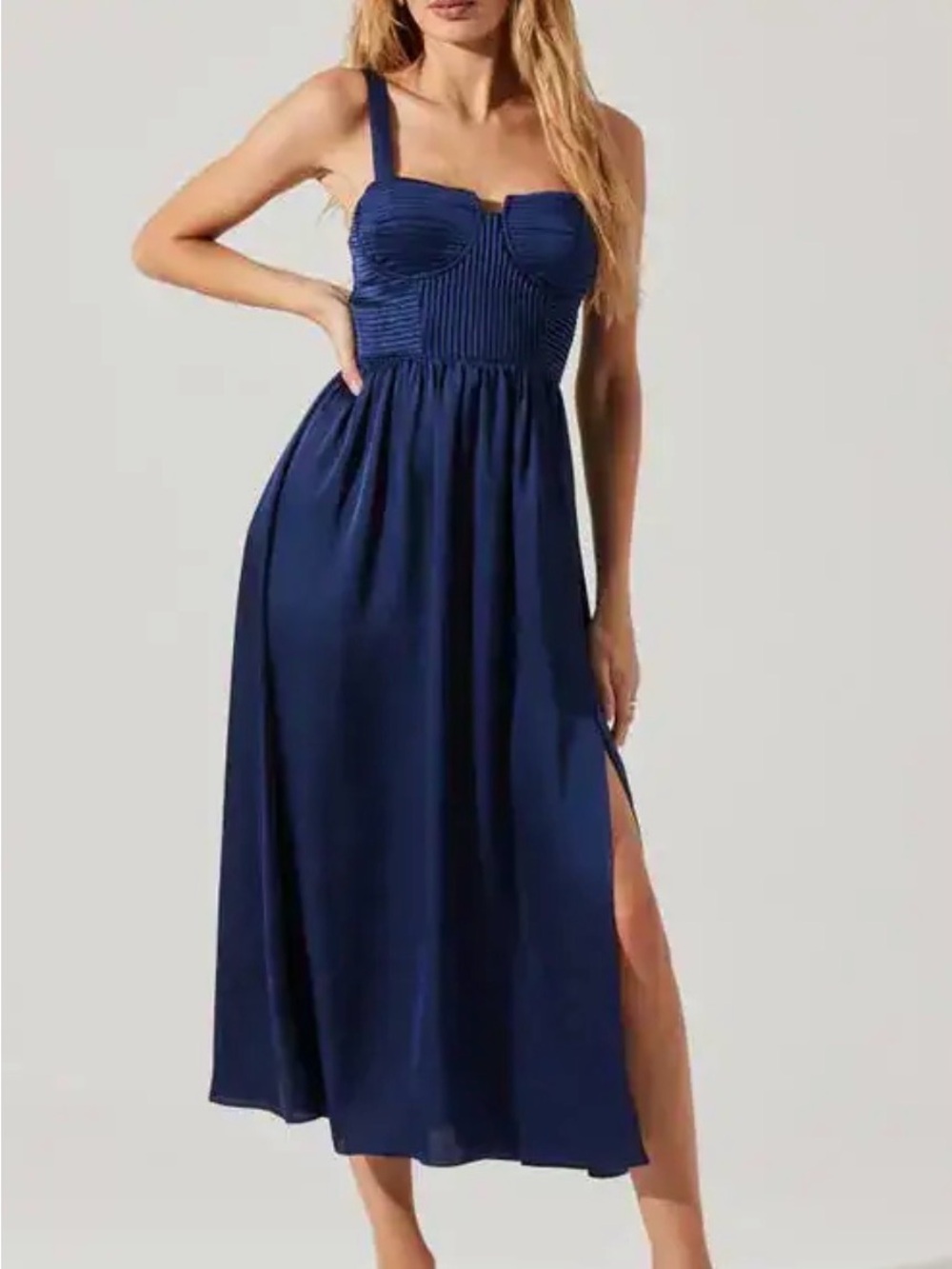 ASTR the Label Women’s Navy Bustier Maxi Slip Dress